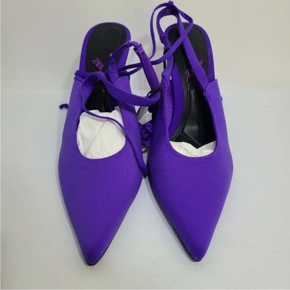 NWT ZARA LACE UP HIGH-HEEL SHOES LILAC 3209/010/081 - Picture 8 of 9